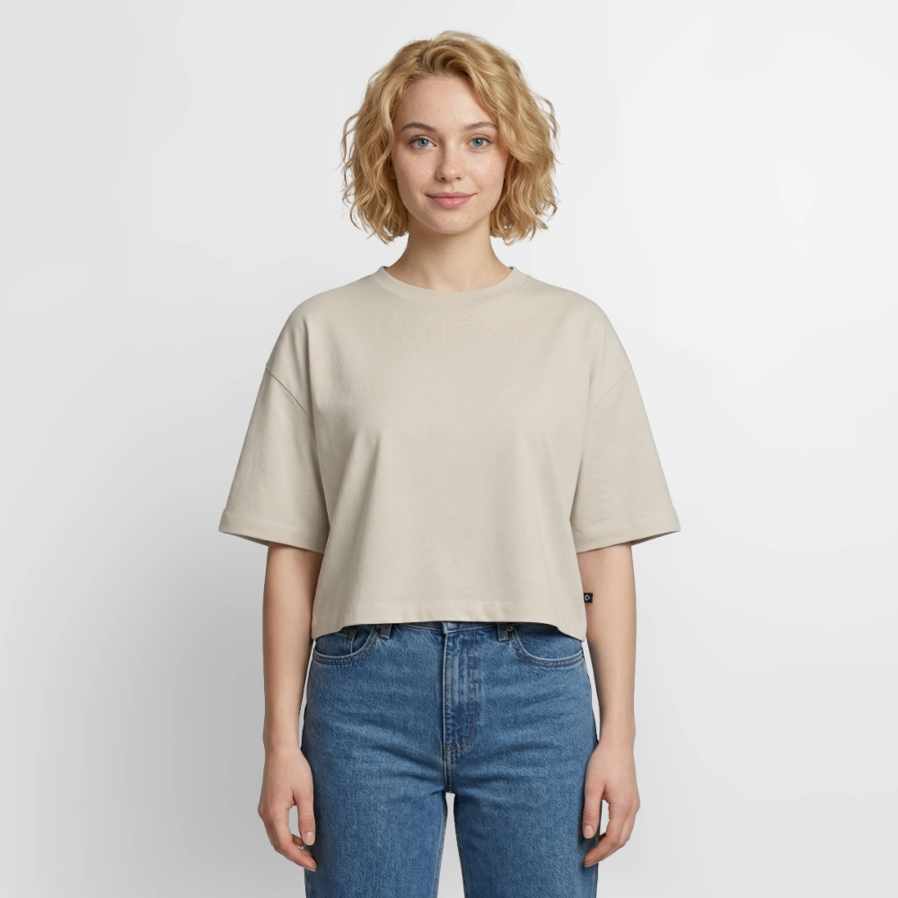 Frauen Premium Oversized Bio Cropped T-Shirt - Beige