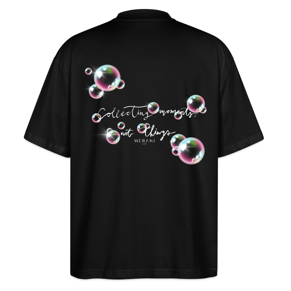 Oversized Bio T-Shirt - Seifenblasen - Schwarz