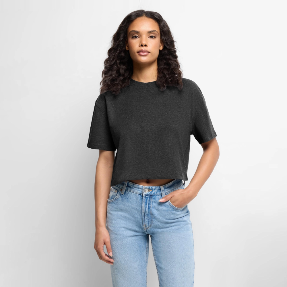 Frauen Premium Oversized Bio Cropped T-Shirt - Anthrazit meliert