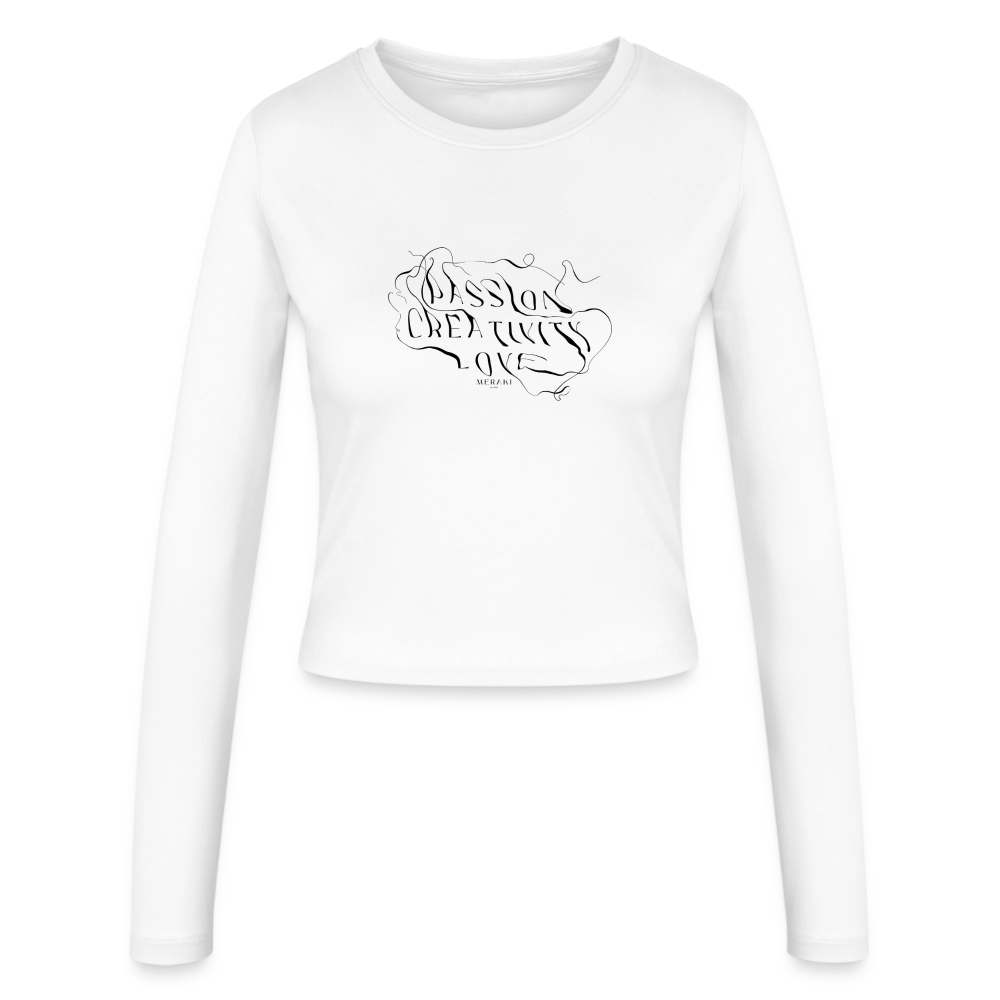 Frauen Slim Fit Langarmshirt - Weiß