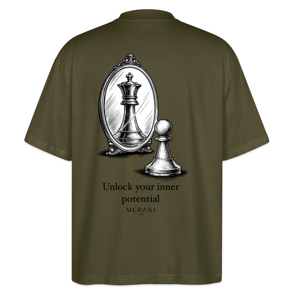 Oversized Bio T-Shirt - Chess - Khaki