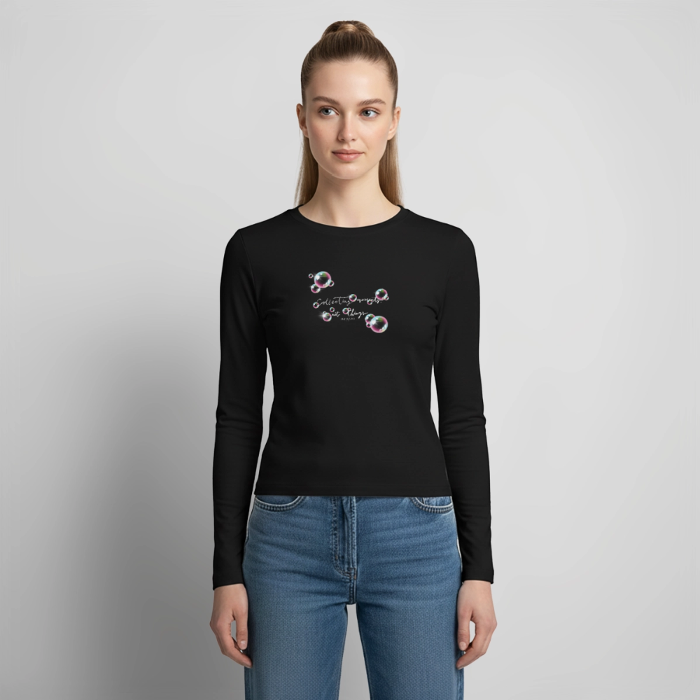 Frauen Slim Fit Langarmshirt - Schwarz