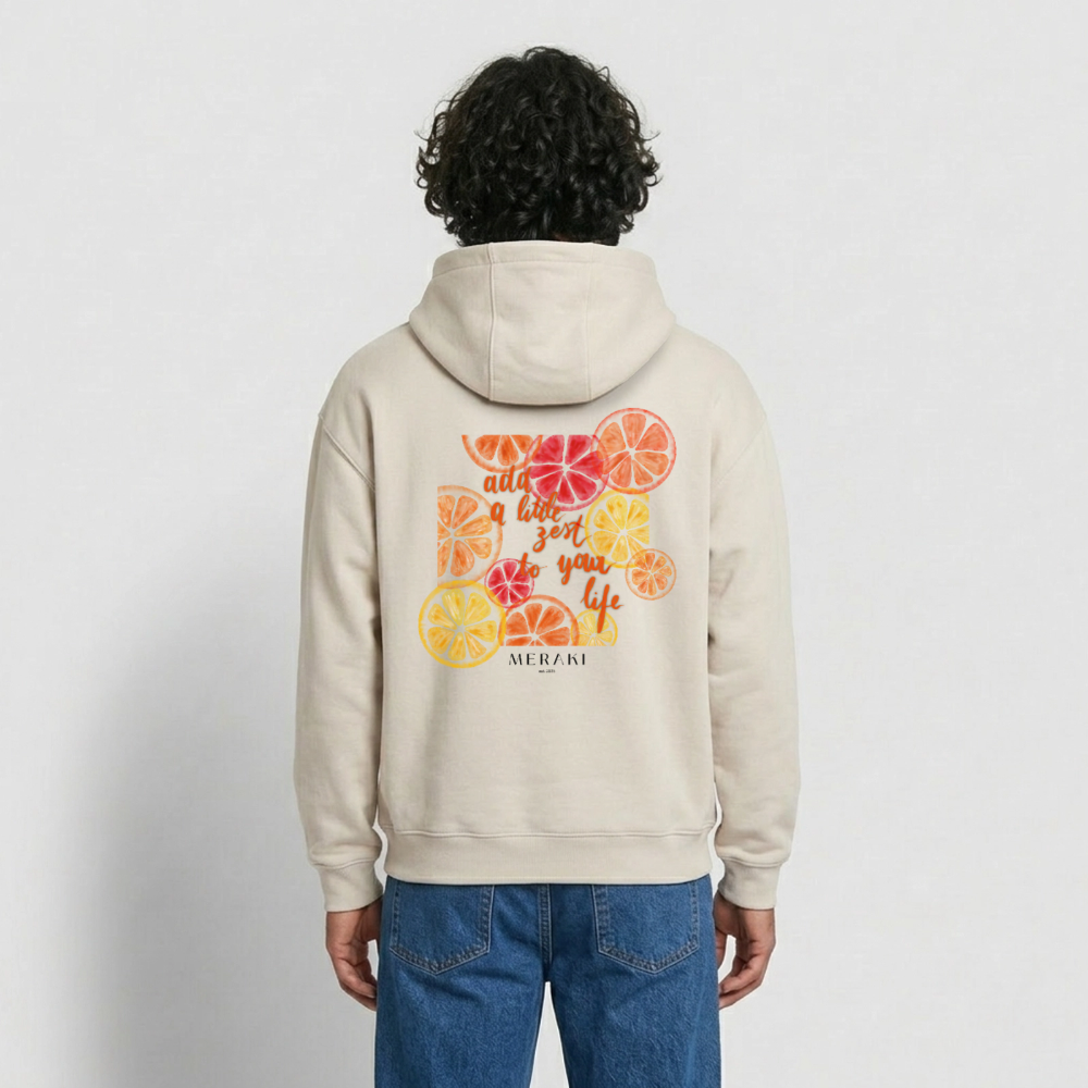 Oversized Heavyweight Hoodie - Orange Mood - Beige