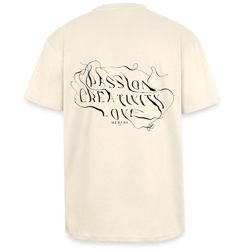 Oversized Heavyweight T-Shirt - PASSION CREATIVITY LOVE - Creme