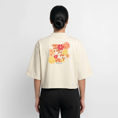 Boxy Frauen Recyceltes 1/2 Sleeved T-Shirt by Stanley/Stella - Natur